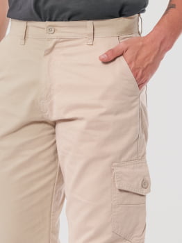 Calça Masculina Cargo em Sarja 7888 Bege Claro