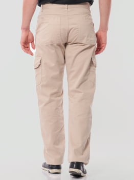 Calça Masculina Cargo em Sarja 7888 Bege Claro