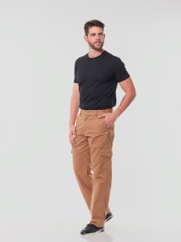 Calça Masculina Cargo em Sarja Caqui