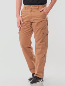 Calça Masculina Cargo em Sarja Caqui