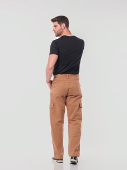 Calça Masculina Cargo em Sarja Caqui