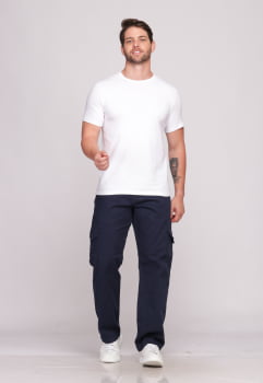 Calça Masculina Cargo em Sarja Macaw Sarja 7888 Azul Marinho