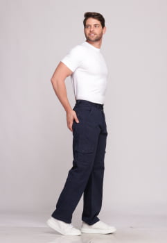Calça Masculina Cargo em Sarja Macaw Sarja 7888 Azul Marinho