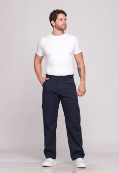 Calça Masculina Cargo em Sarja Macaw Sarja 7888 Azul Marinho