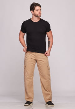 Calça Masculina Cargo em Sarja Macaw Sarja 7888 Bege