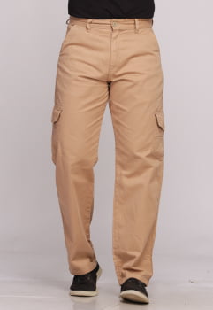 Calça Masculina Cargo em Sarja Macaw Sarja 7888 Bege
