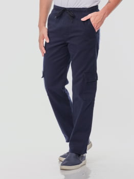Calça masculina Cargo em Sarja7902 Marinho