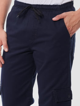 Calça masculina Cargo em Sarja7902 Marinho