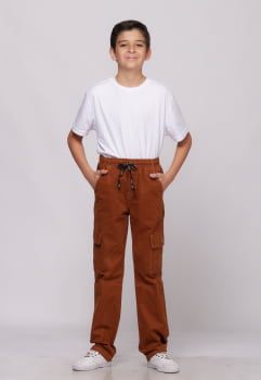 Calça Masculina Cargo Juvenil Caramelo