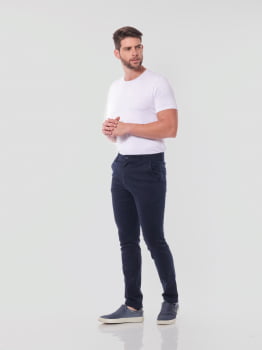 Calça Masculina em Sarja 7898 Azul Marinho