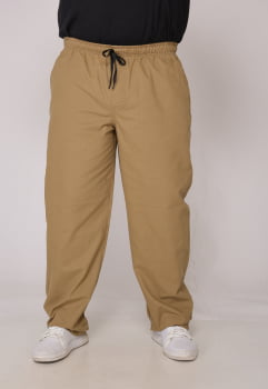 Calça masculina em sarja  Plus Size Caqui