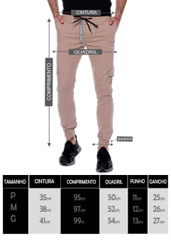 Calça Masculina Jogger em sarja  com elastano Caqui