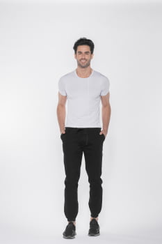 Calça Masculina Jogger em sarja  com elastano Preto