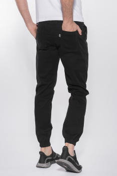 Calça Masculina Jogger em sarja  com elastano Preto