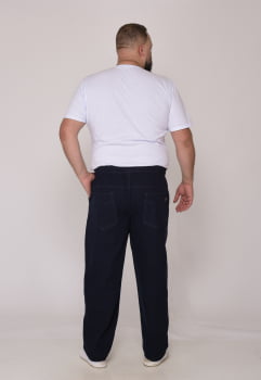 Calça Masculina Plus Size Sarja Azul Marinho