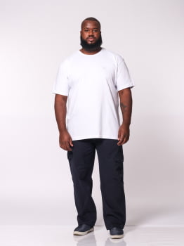 Calça Masculina Plus Size Sarja Azul Marinho