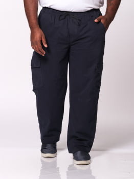 Calça Masculina Plus Size Sarja Azul Marinho