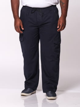 Calça Masculina Plus Size Sarja Azul Marinho