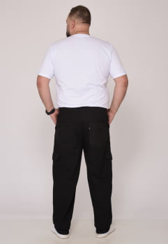 Calça Masculina Plus Size Sarja Preto