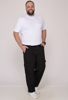 Calça Masculina Plus Size Sarja Preto