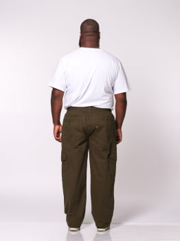Calça Masculina Plus Size Sarja Verde Musgo