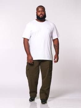 Calça Masculina Plus Size Sarja Verde Musgo