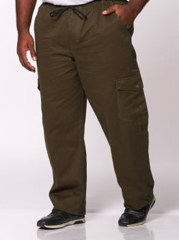 Calça Masculina Plus Size Sarja Verde Musgo