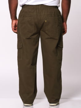 Calça Masculina Plus Size Sarja Verde Musgo
