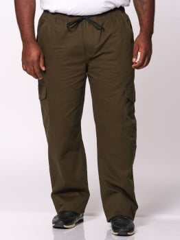 Calça Masculina Plus Size Sarja Verde Musgo