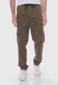 Calça masculina reta em Sarja 7847 Verde