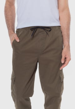 Calça masculina reta em Sarja 7847 Verde