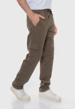 Calça masculina reta em Sarja 7847 Verde
