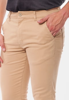 Calça masculina Slim em Sarja 7898 caqui claro
