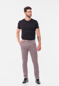 Calça masculina Slim em Sarja 7898 Cinza Escuro