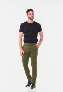 Calça masculina Slim em Sarja 7898 Verde