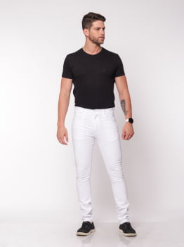 Calça masculina slim em Sarja 7901 Branca