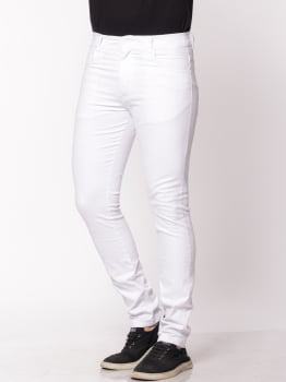 Calça masculina slim em Sarja 7901 Branca