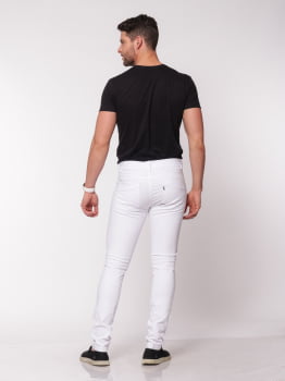 Calça masculina slim em Sarja 7901 Branca
