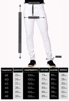 Calça masculina slim em Sarja 7901 Branca