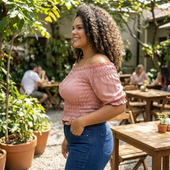 BLUSA PLUS SIZE DOLCE SEDUTTI CROPPED ELASTEX MARICOTA ROSE BLUSA PLUS SIZE DOLCE SEDUTTI CROPPED ELASTEX MARICOTA ROSE