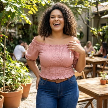 BLUSA PLUS SIZE DOLCE SEDUTTI CROPPED ELASTEX MARICOTA ROSE BLUSA PLUS SIZE DOLCE SEDUTTI CROPPED ELASTEX MARICOTA ROSE