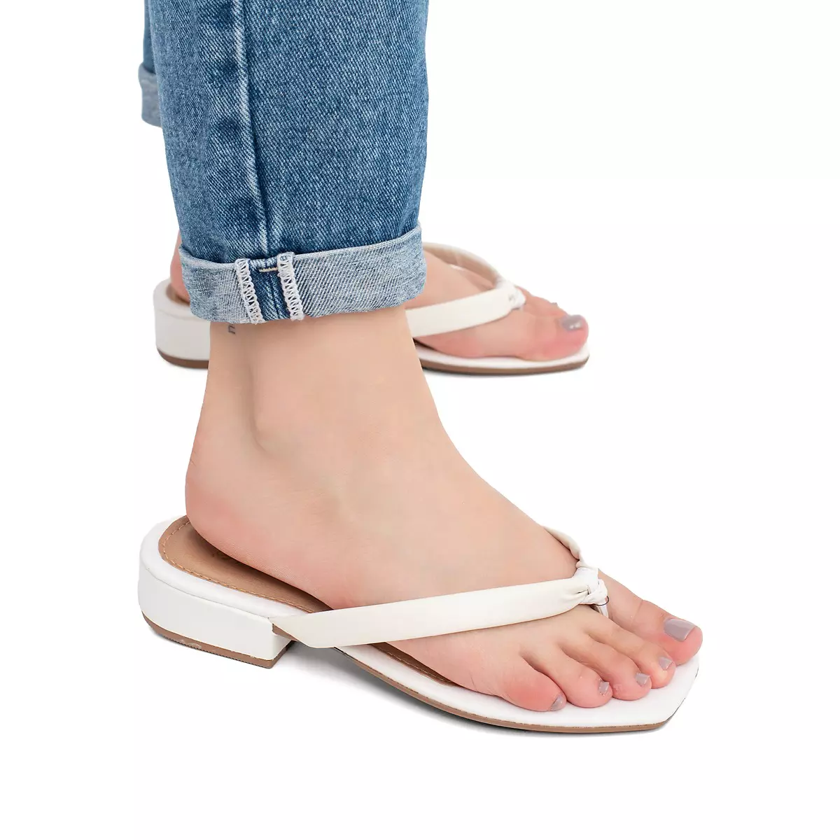 Sandália Feminina Com Saltinho Baixo Estilo Tamanco - A014 Branco