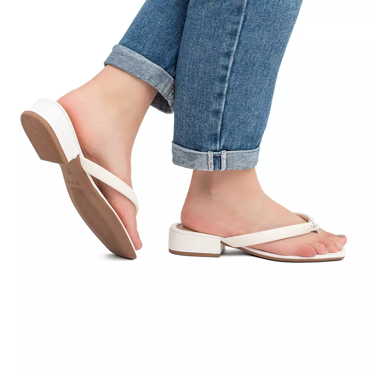 Sandália Feminina Com Saltinho Baixo Estilo Tamanco - A014 Branco