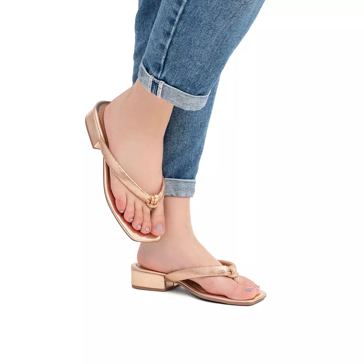 Sandália Feminina Com Saltinho Baixo Estilo Tamanco - A014 Bronze