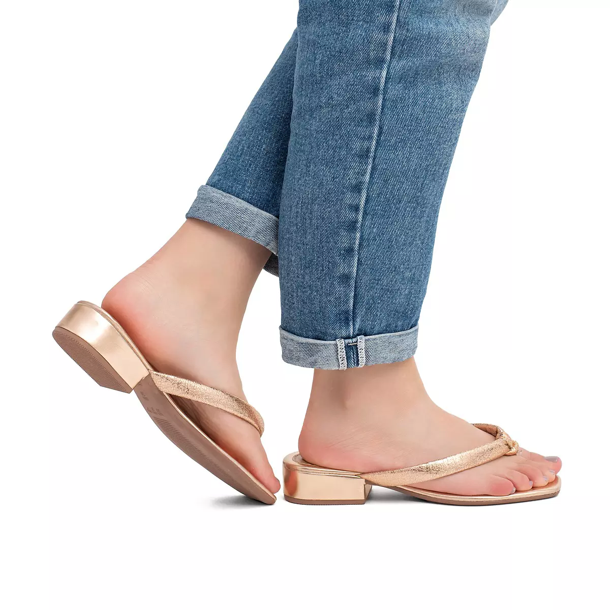 Sandália Feminina Com Saltinho Baixo Estilo Tamanco - A014 Bronze