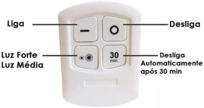 3 Luminárias Lâmpada Led Spot Sem Fio Portátil Controle Remoto
