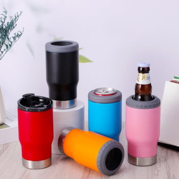 Copo Térmico Porta Long Neck lt Isolamento Vácuo Inox 2 Em 1