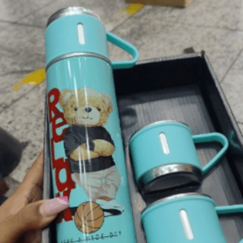 Kit Garrafa Térmica Urso com Xícaras