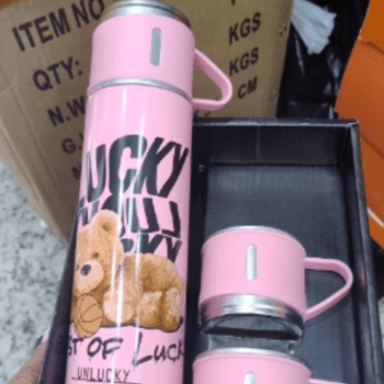 Kit Garrafa Térmica Urso com Xícaras