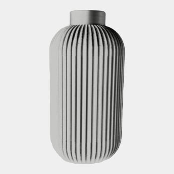 Vaso Decorativo - Modelo Alto Ribbed - Cinza